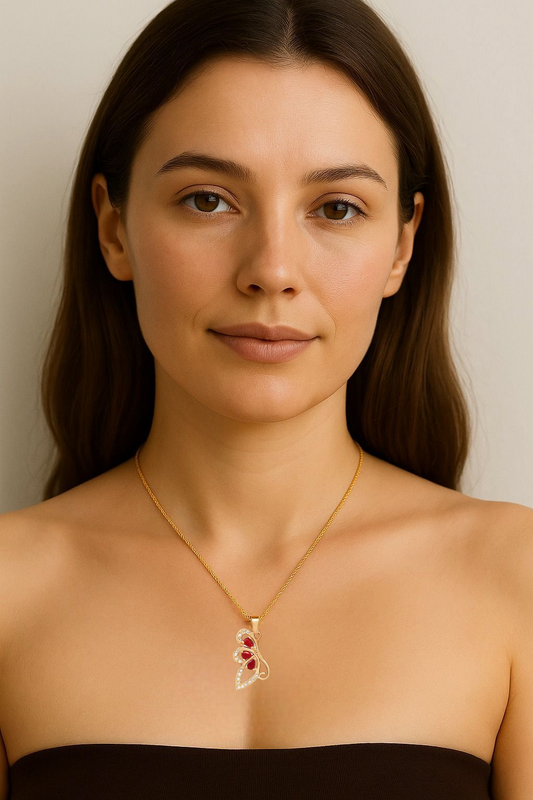 ❤️ Crimson Bloom Pendant Necklace ❤️