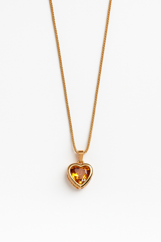 Amber Glow Heart Pendant" 💛🔥