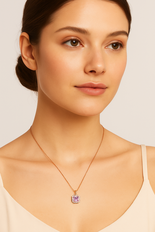 💖 Amethyst Dream Square Pendant Necklace 💖