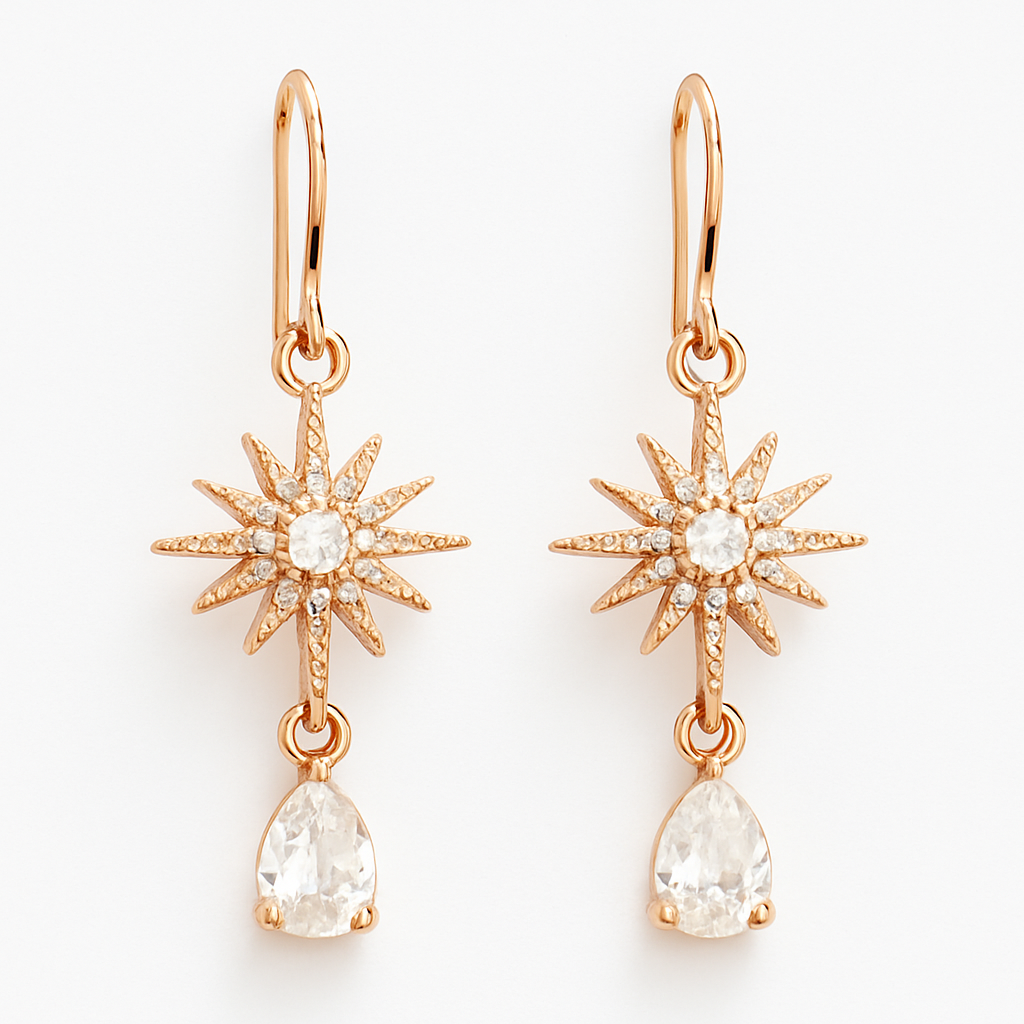 🌟 Elegant Starburst Gold Drop Earrings for Women | Festive & Party Wear Jewelry