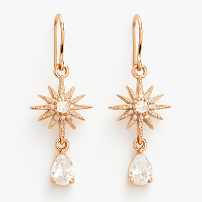 🌟 Elegant Starburst Gold Drop Earrings for Women | Festive & Party Wear Jewelry