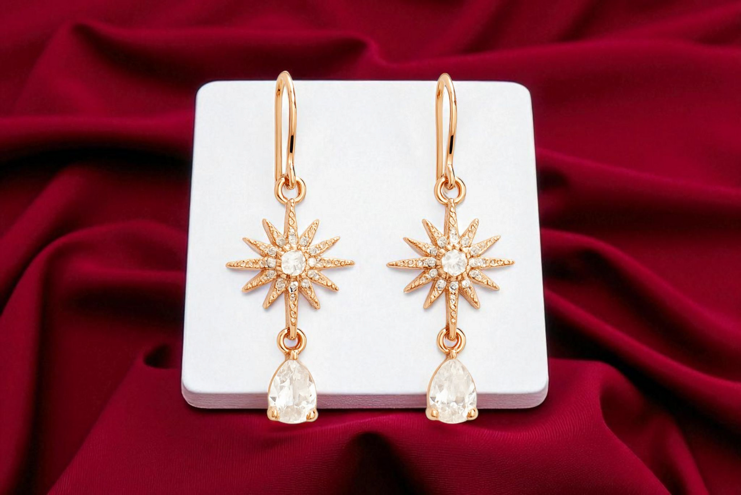 🌟 Elegant Starburst Gold Drop Earrings for Women | Festive & Party Wear Jewelry
