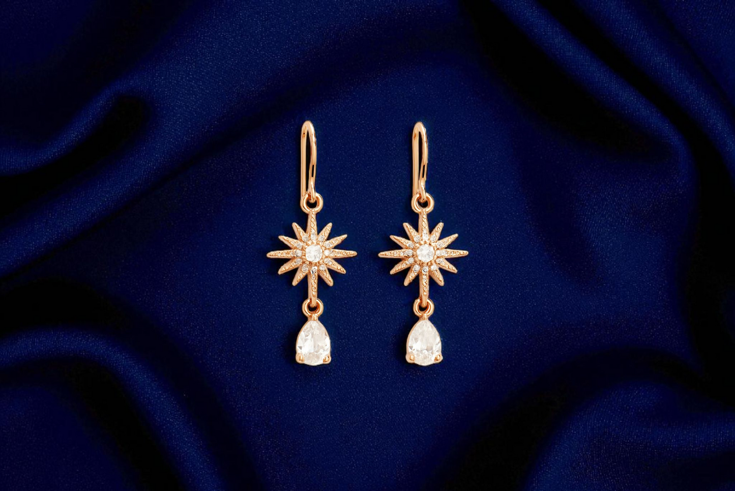 🌟 Elegant Starburst Gold Drop Earrings for Women | Festive & Party Wear Jewelry