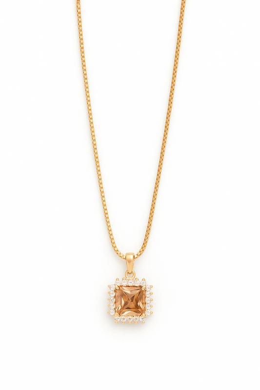 ✨ Amber Luxe Square Pendant Necklace ✨