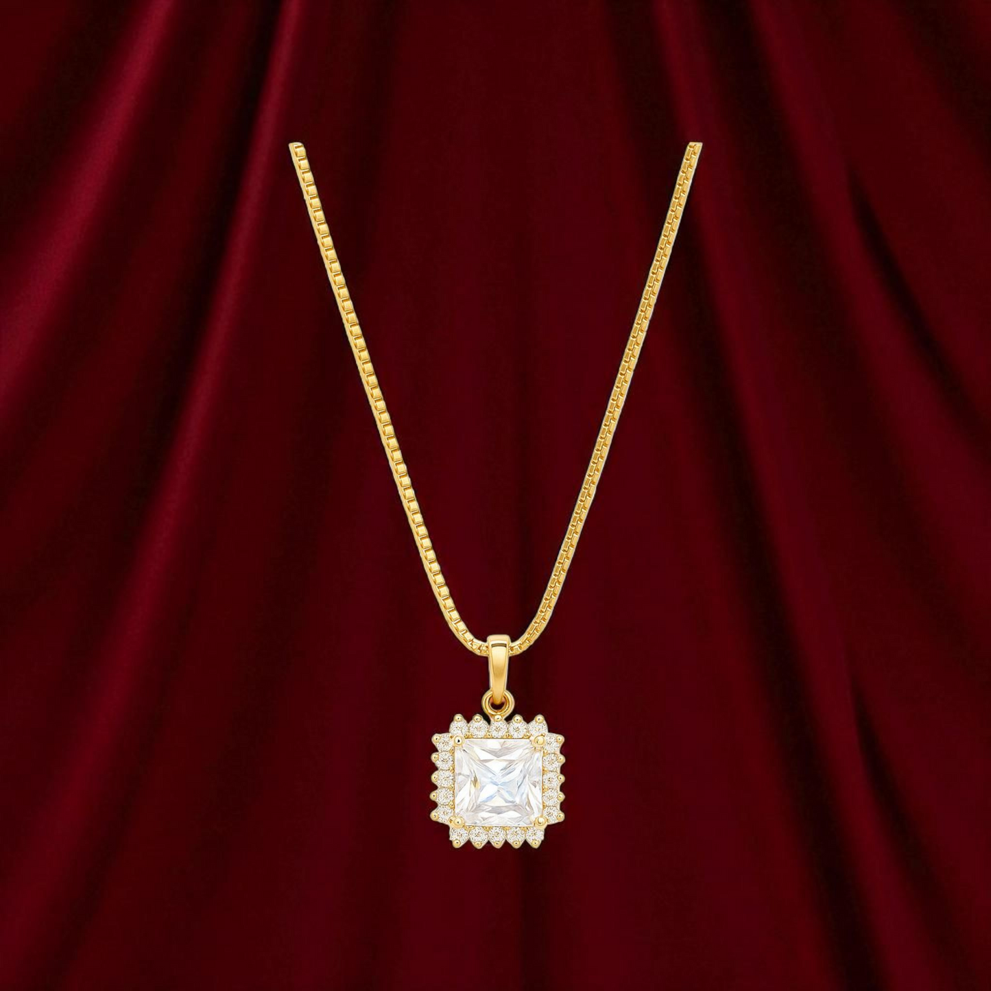 💫 Crystal Radiance Square Pendant Necklace 💫