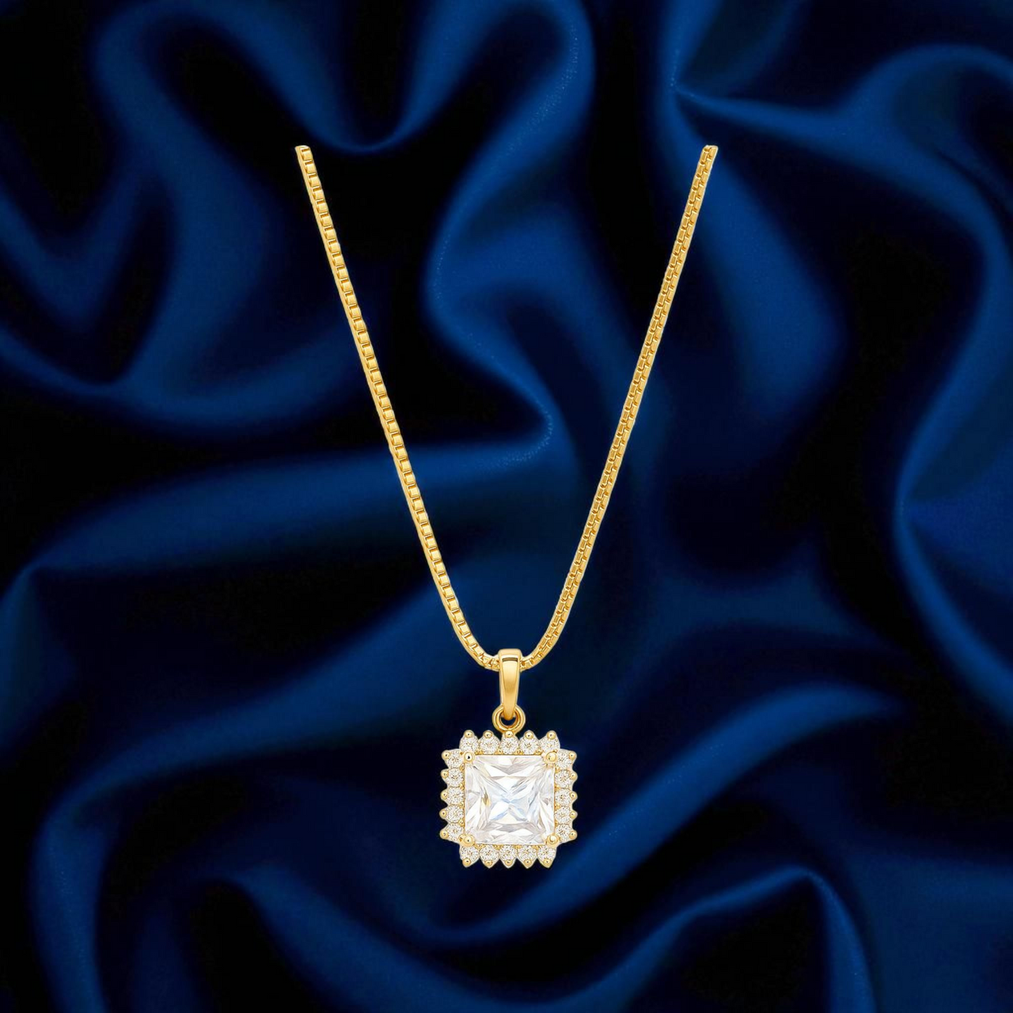 💫 Crystal Radiance Square Pendant Necklace 💫