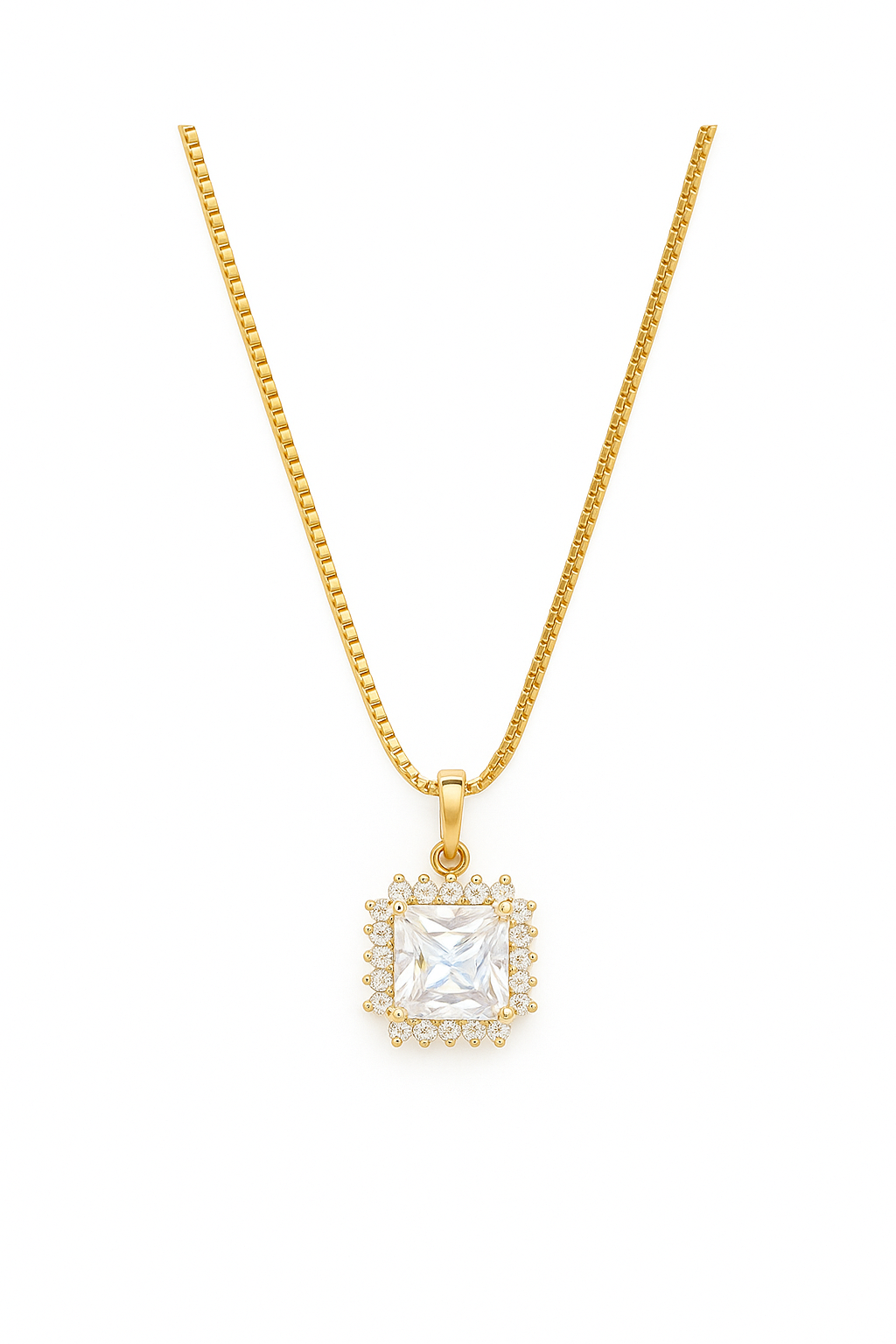 💫 Crystal Radiance Square Pendant Necklace 💫