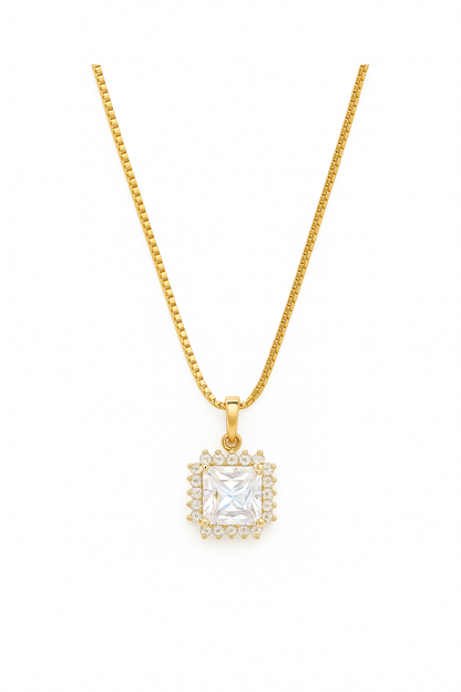 💫 Crystal Radiance Square Pendant Necklace 💫