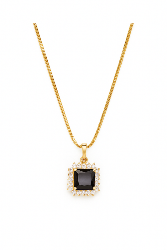 🖤 Noir Elegance Square Pendant Necklace 🖤