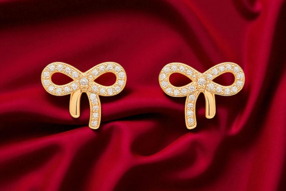 🎀 Sparkling Bow Tie CZ Stud Earrings | Cute & Classy Design