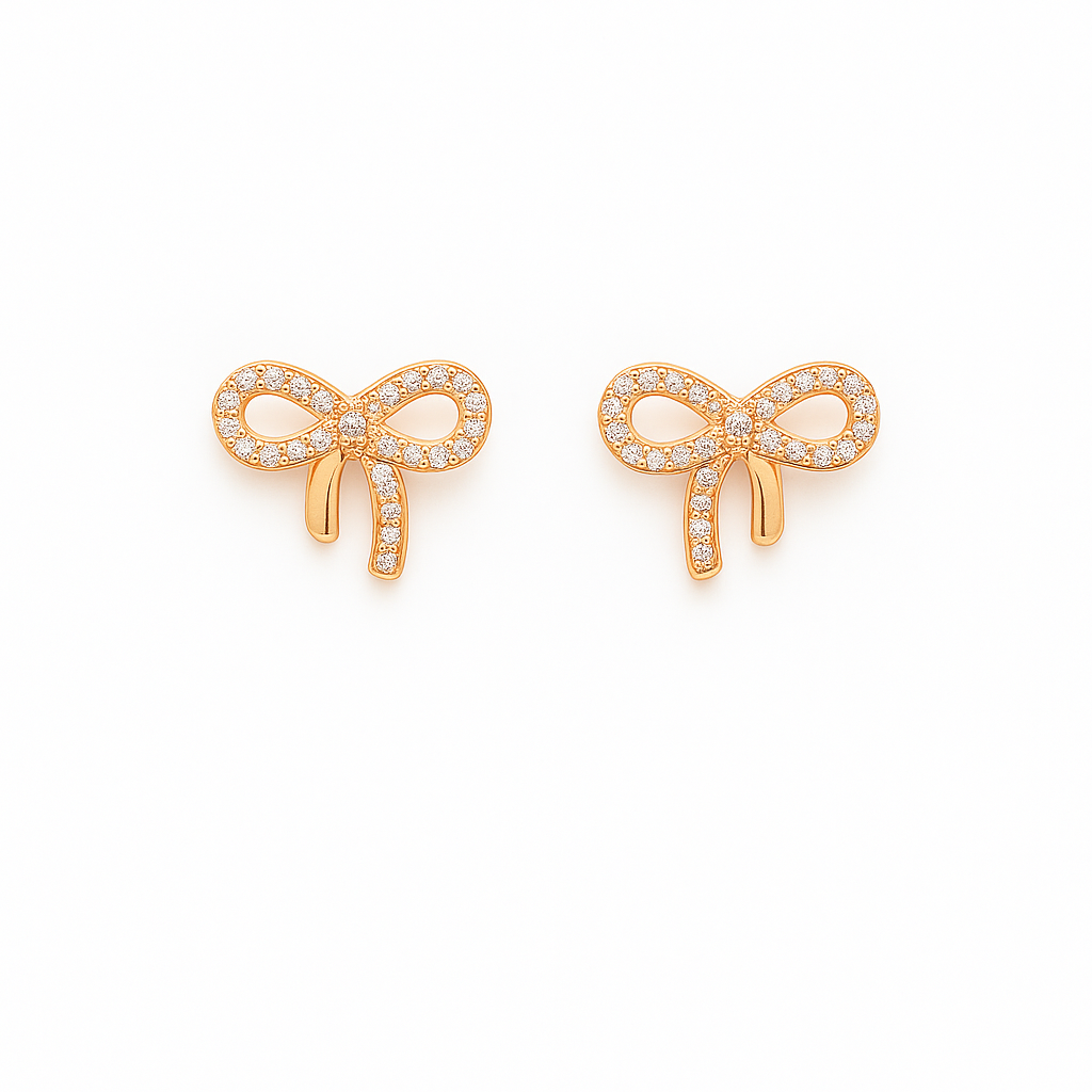 🎀 Sparkling Bow Tie CZ Stud Earrings | Cute & Classy Design