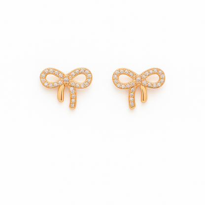 🎀 Sparkling Bow Tie CZ Stud Earrings | Cute & Classy Design