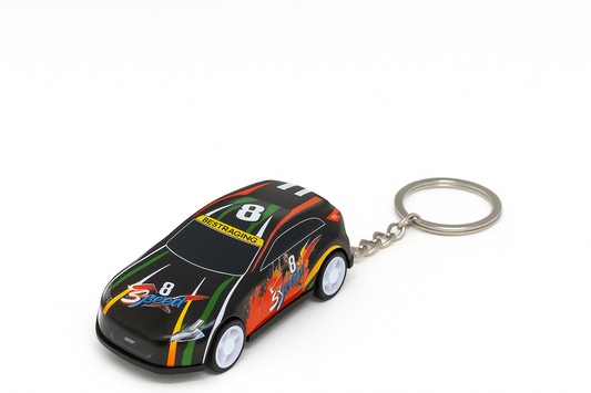 Street Racer Toy Car Keychain – Black Graffiti Design
