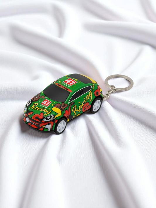 Graffiti Racing Toy Car Keychain – Green #41 Edition