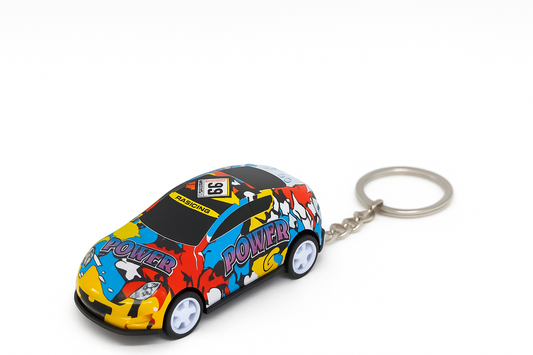 Graffiti POWER Racing Toy Car Keychain – Multicolor