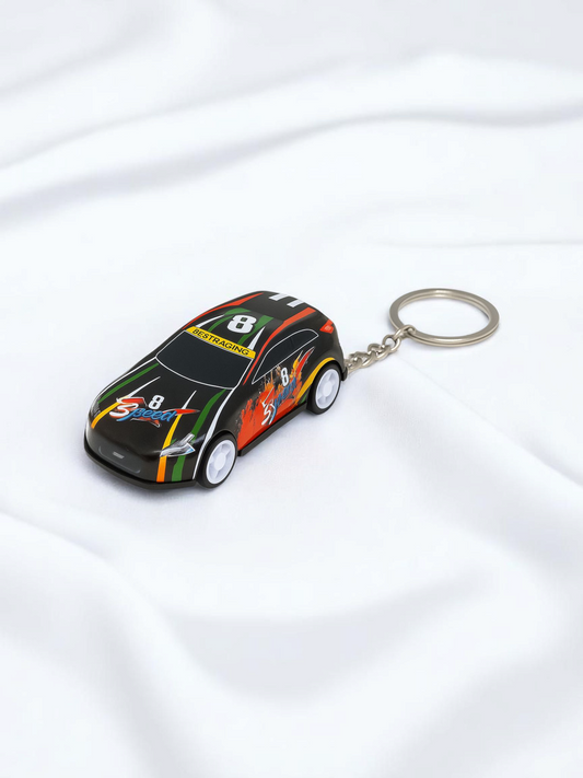 Street Racer Toy Car Keychain – Black Graffiti Design